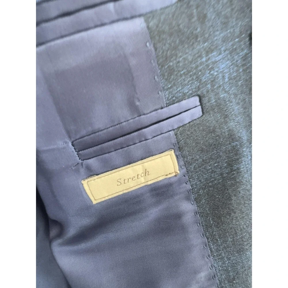 Canali Blazer Mens 48 Blue Wool Stretch Plaid 2 Button Sport Coat Made In Italy